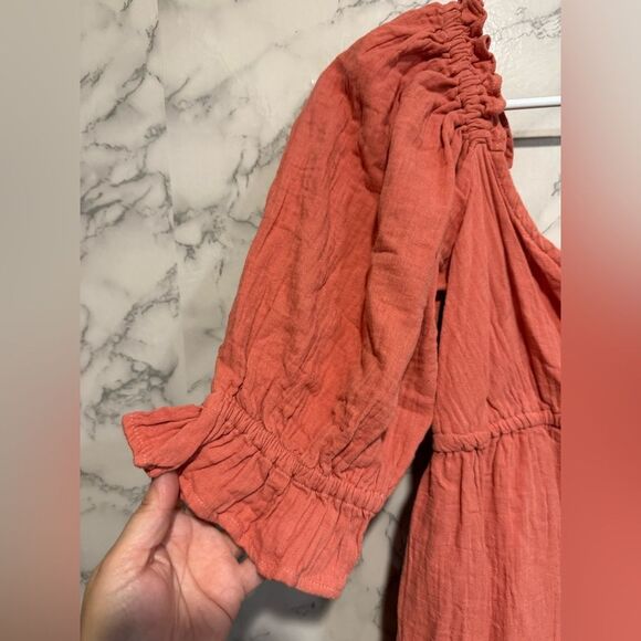 NEW Billabong Perfect Paradise Dress Chic Coral Mini Dress with Puff Sleeves S - Picture 4 of 13